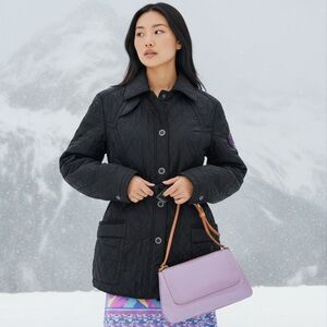 Bogner Black Trench Coat with Stand-Up Collar and Drawstring Waist